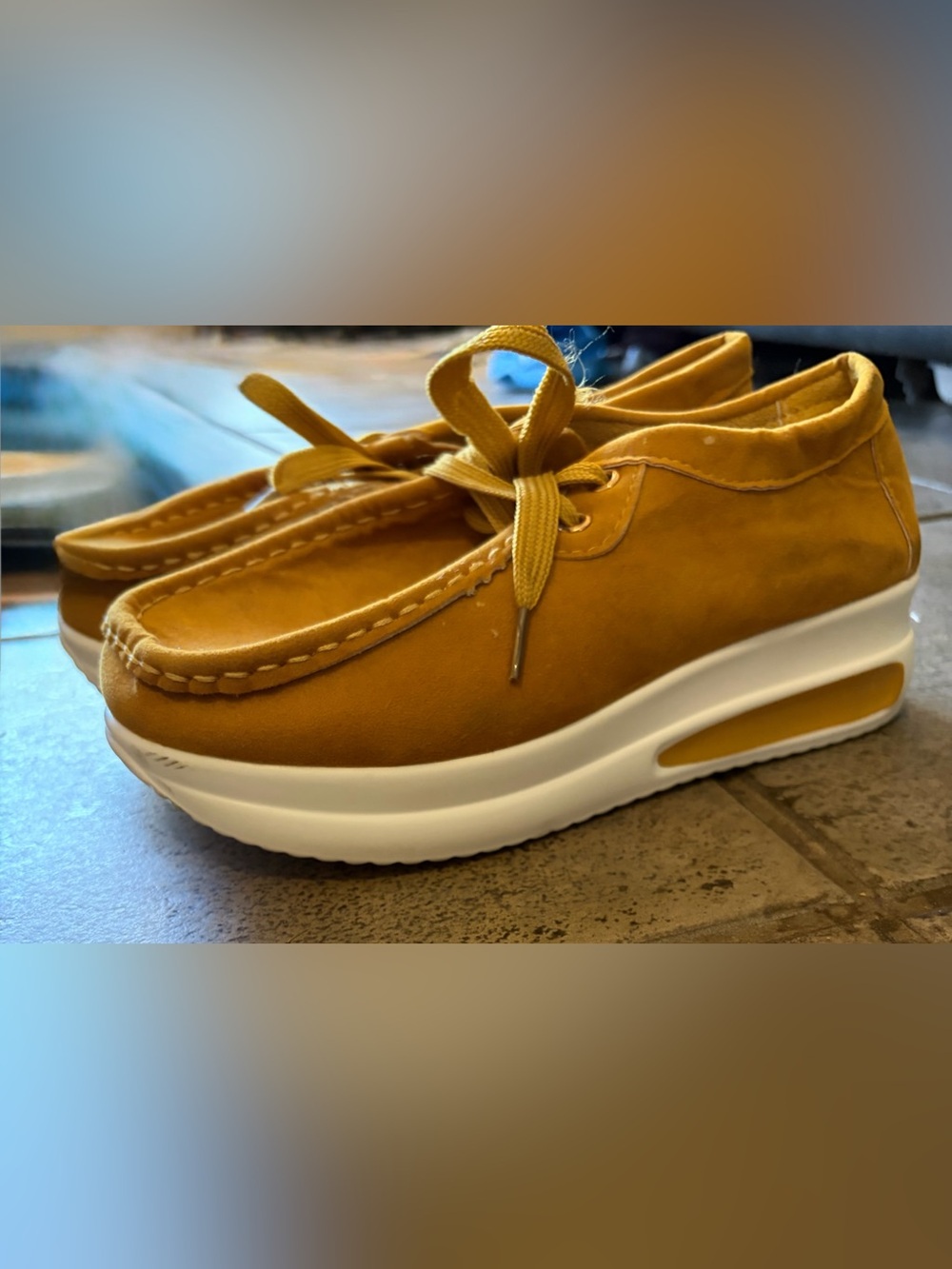 Mustard Yellow Chunky Platform Moccasins / Boat Shoe